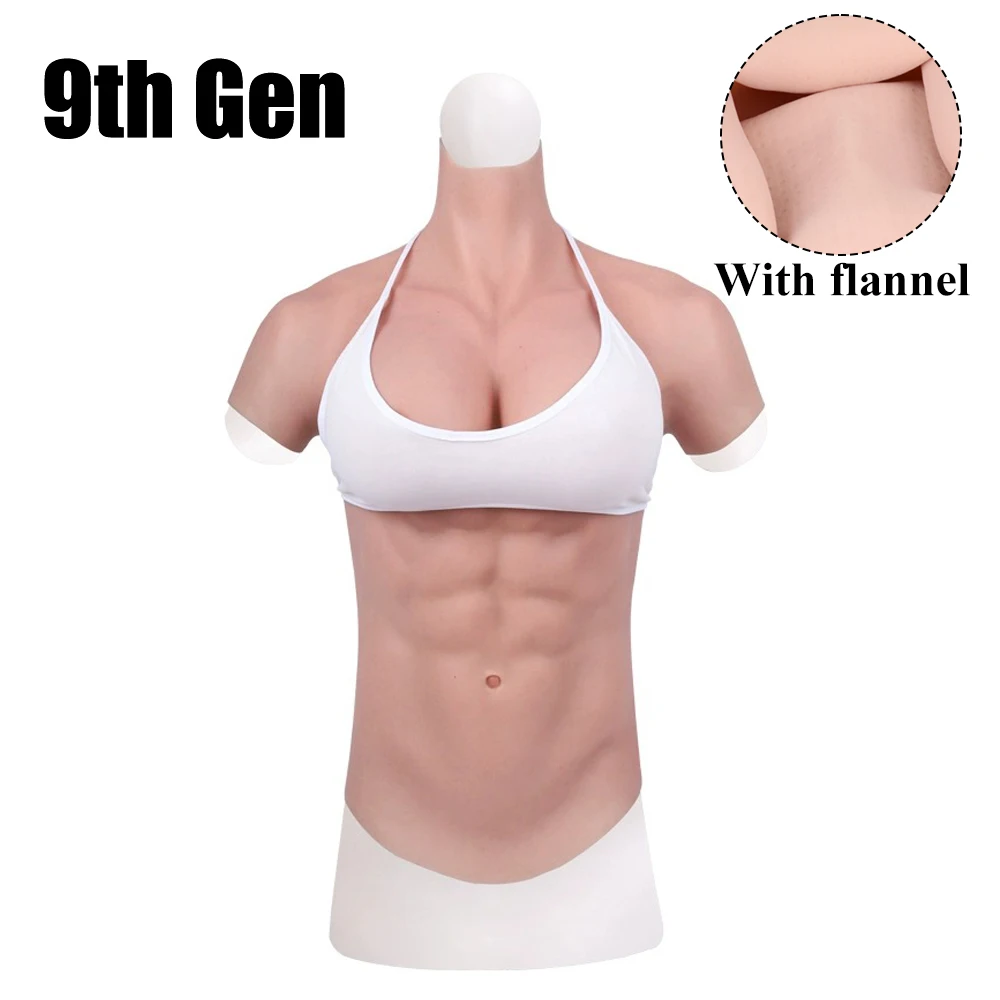 

Drag Queen 8/9th Cosplay Male Suit EYUNG Fake Belly Muscle Women's Chest Crossdresser Macho Realistic Silicone Muscle Bodysuit