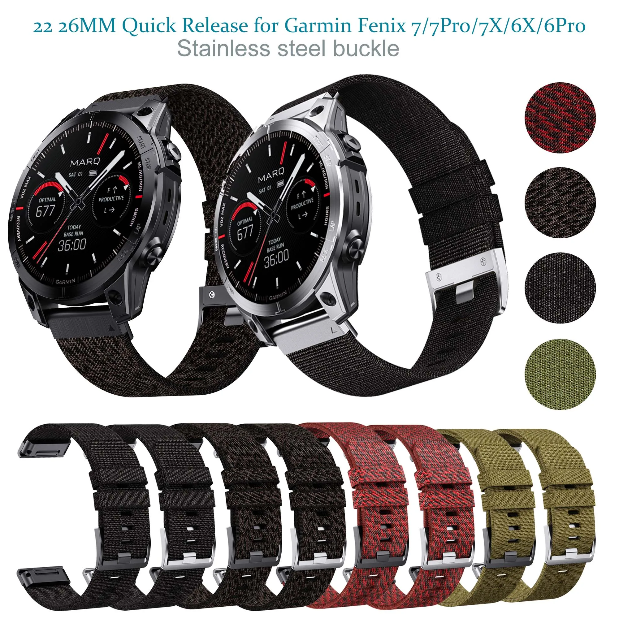 Nylon Quick Detachable Watch Strap - 22/26mm