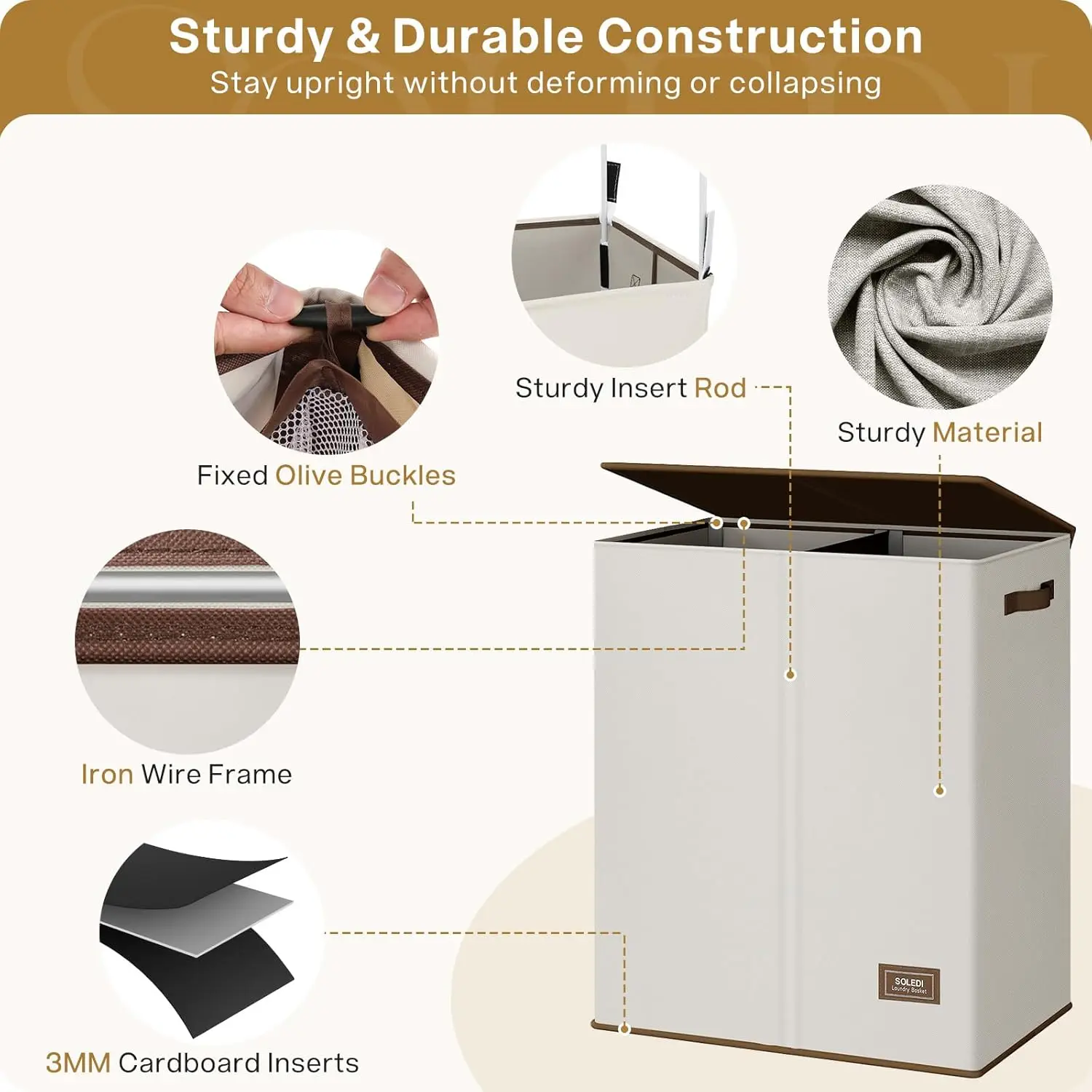 Luxury Double Laundry Hamper with Lid and Removable Laundry Bags, Large Hamper for Laundry, Laundry Basket 2 Sections 5