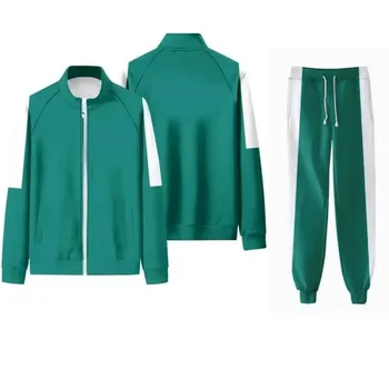 Costume Cosplay Spagna Calamari Game, Tuta Verde, Giacca, T-Shirt, Pantaloni 001 456 230, Felpa per Adolescenti, Adulti e Bambini