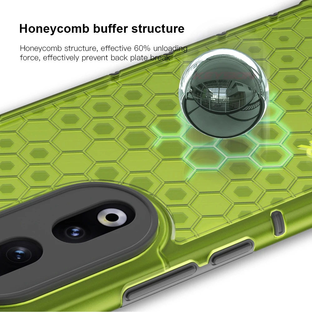 KEYSION Shockproof Armor Case for Honor 90 5G 90 Lite Silicone+PC Transparent Honeycomb Phone Cover for Huawei Honor 70 Lite 5G