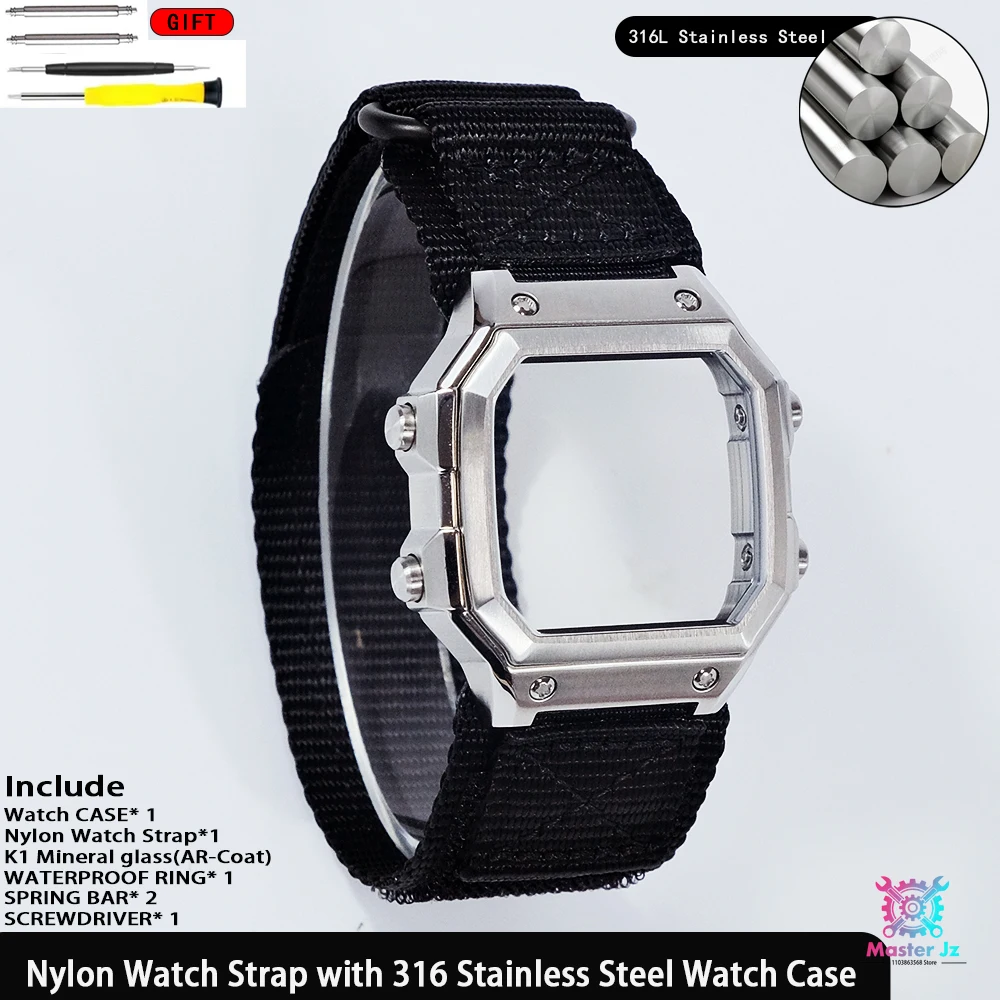 Breathable Sport Nylon Strap with Stainless Steel Waterproof Ring for Square Watch - 18mm Quick Release