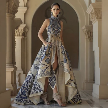 Women Elegant Party Evening Long Dresses 2026 Summer Sleeveless Low High Hem Flower Printed A-Line Dress Vestidos 1
