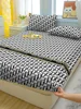 1 Simple Modern Letter Printed Matte Fitted Sheet, Bedroom Printed Bed Cover, Bedding (Excluding Pillowcases) 1