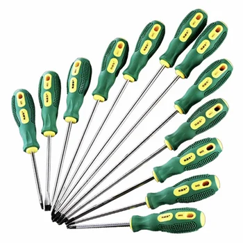 Magnetic Screwdriver Slotted Phillips Cross Head Screwdrivers PH1 Batch Head Full Length 50# Steel PP Non-Slip Handle Home Tools