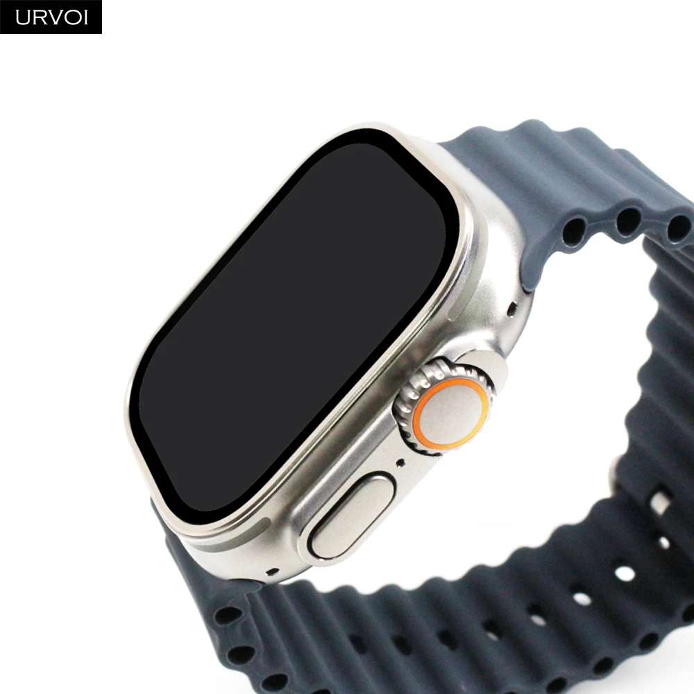 Enhanced Tempered Glass Screen Protector with 3D Metal Frame for Smartwatch - 49mm, Clear