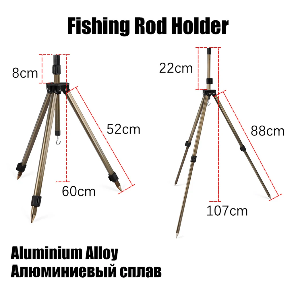 Aluminum Alloy Fishing Support Rod Multifunctional Adjustable Beach Fishing  Rod Stand Tripod Stand Outdoor Insert Ground