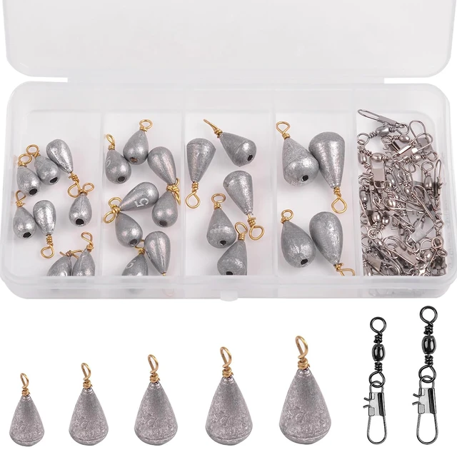 50Pcs/Box Fishing Weights Sinkers Kit Drop Shot Weight Bass