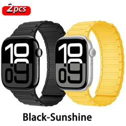Magnetic Silicone Loop Strap - 44mm 45mm 46mm 49mm (Black - Sunshine)