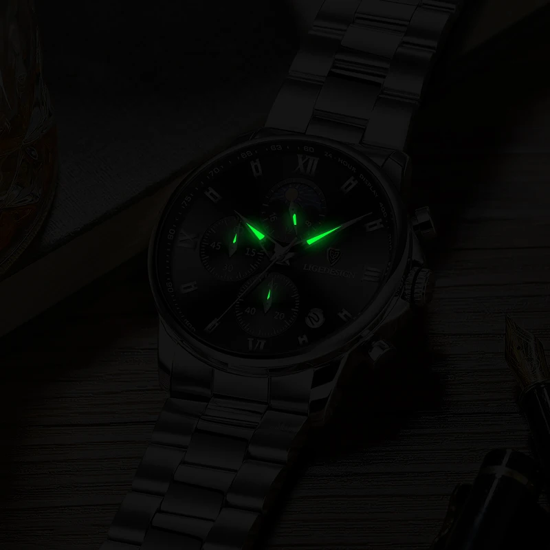 LIGE Sport Chronograph Quartz Wristwatch Original Brand Luxury Military Watches for Men Fashion Business Waterproof Watch Men