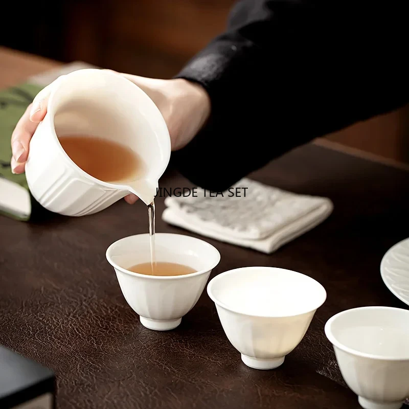 1 Chinese ceramic tea cup master handmade white porcelain tea bowl personal meditation cup household tea set accessories