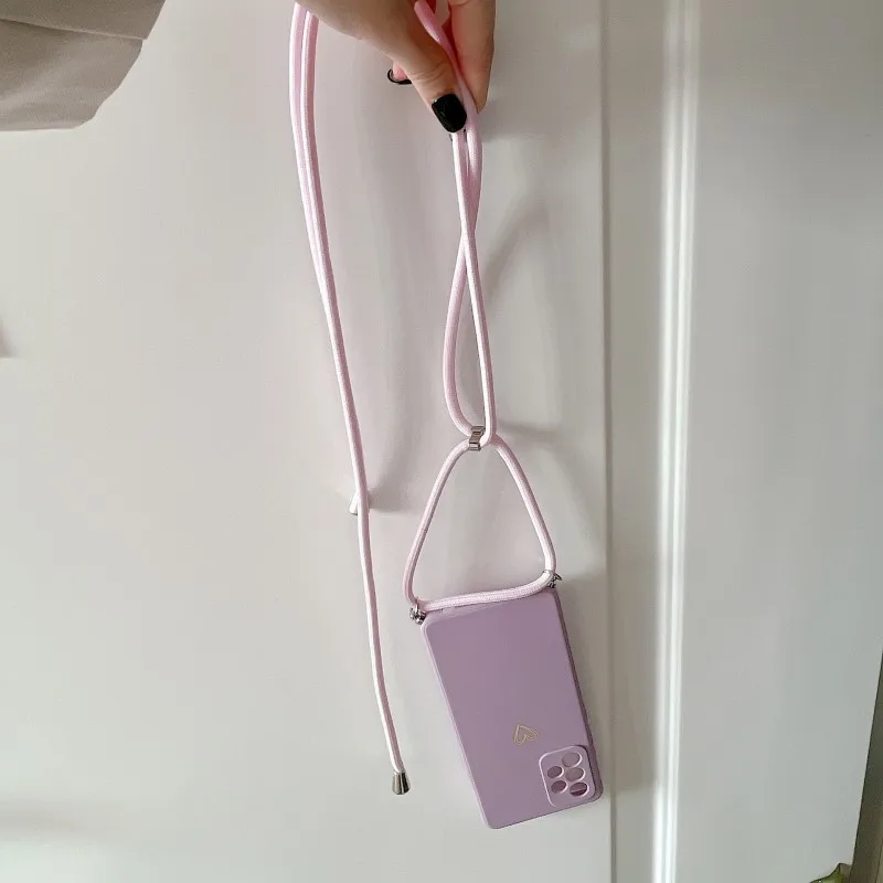 Lanyard Love Shockproof Silicone Crossbody Phone Case with Neck Cord Strap