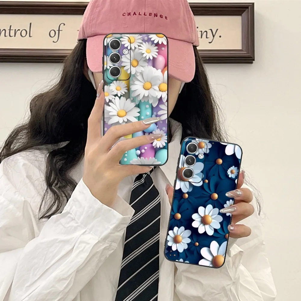 Daisy Flower Art Mobile Cell Phone Case For Samsung Galaxy S24 S23 S22 S21 S20 S10 S9 Plus Fe Ultra Lite Black Cover Funda