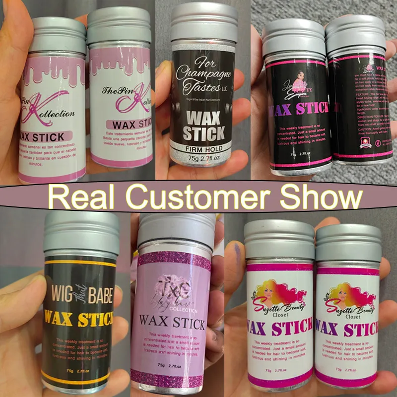 Hair Wax Stick With Logo 10Pcs Hair Styling Wax Stick For Hair Wigs Slick Stick Hair Pomade Stick Edge Control Stick Anti-Frizz