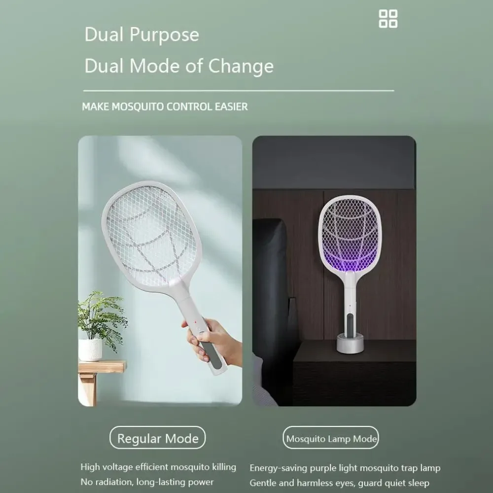 Description Picture 6 of item2 in 1 Electric Fly Swatter UV Led Mosquito Killler with Base Holder USB Rechargeable Fast Pest Control for Home Outdoor Camping