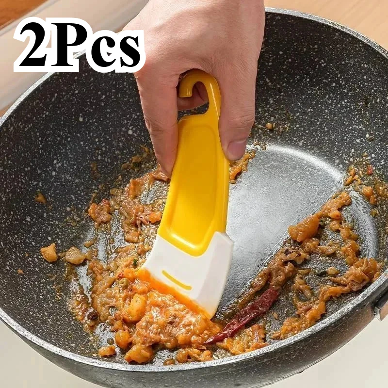 Silicone Pan Scraper Dish Cleaning Spatula Non Stick Kitchen Pan Rubber Cleaning Spatula Pot Tool 2Pcs