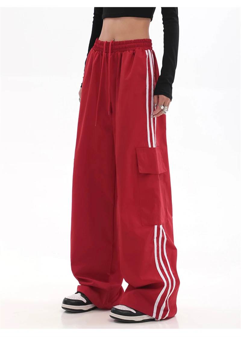 red baggy sweatpants