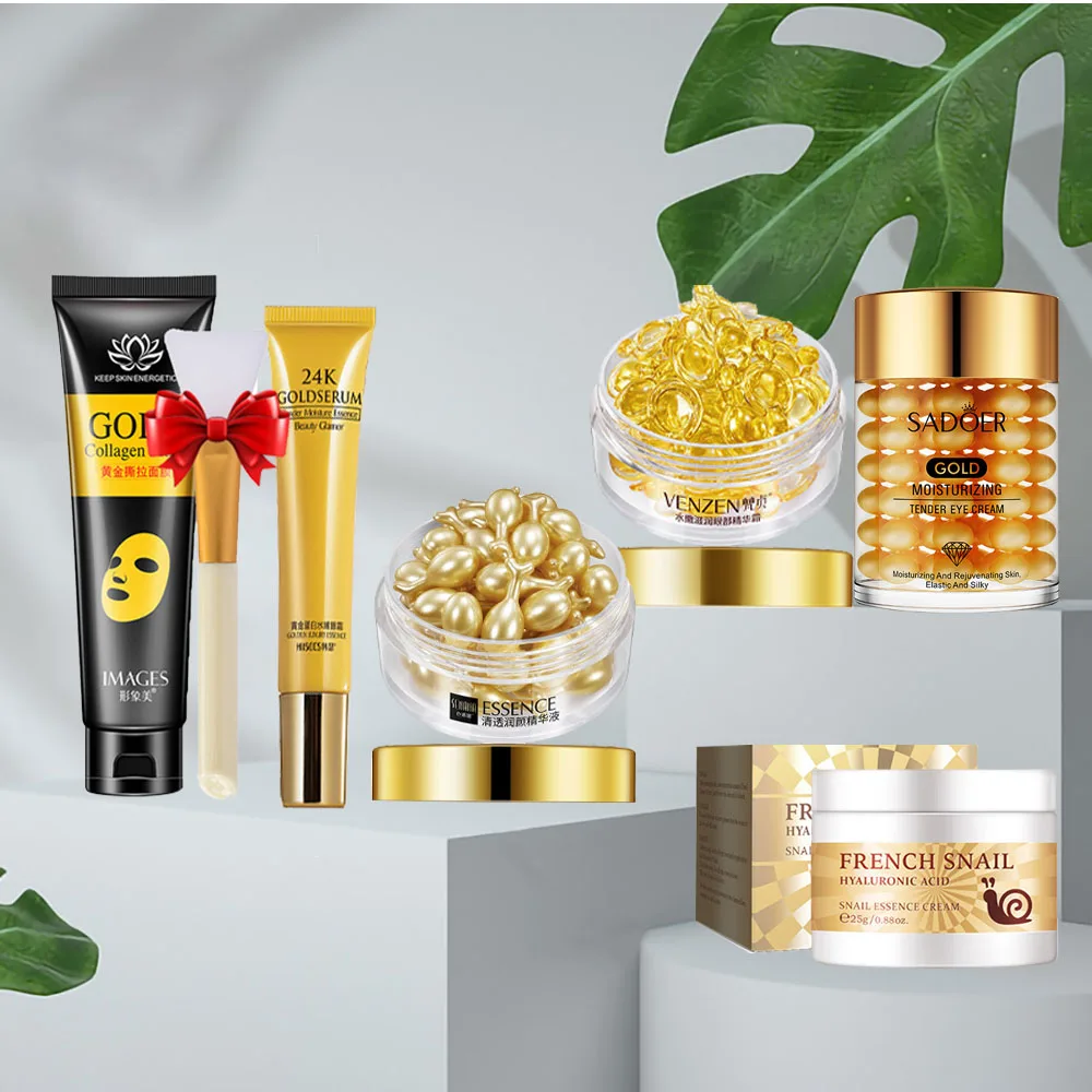 Face Care Kit Remove Blackhead Peeling Mask 24k Gold Hyaluronic Acid