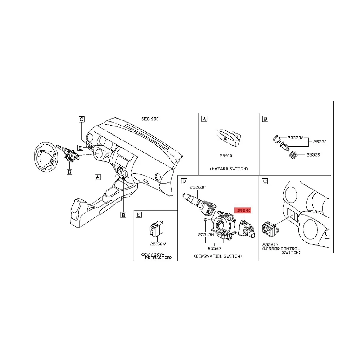 

Автомобильный переключатель сигнала поворота 25540-9U00B, подходит для великая ливина 2006-2012 255409U00B