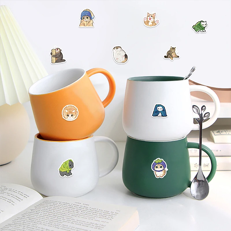 500PCS 1 롤 고양이 스티커 데칼 귀여운 밈 새끼 고양이 스티커 애완 동물 새끼 고양이 파티 비닐 스티커 장식, 재미있는 동물 데칼 라벨