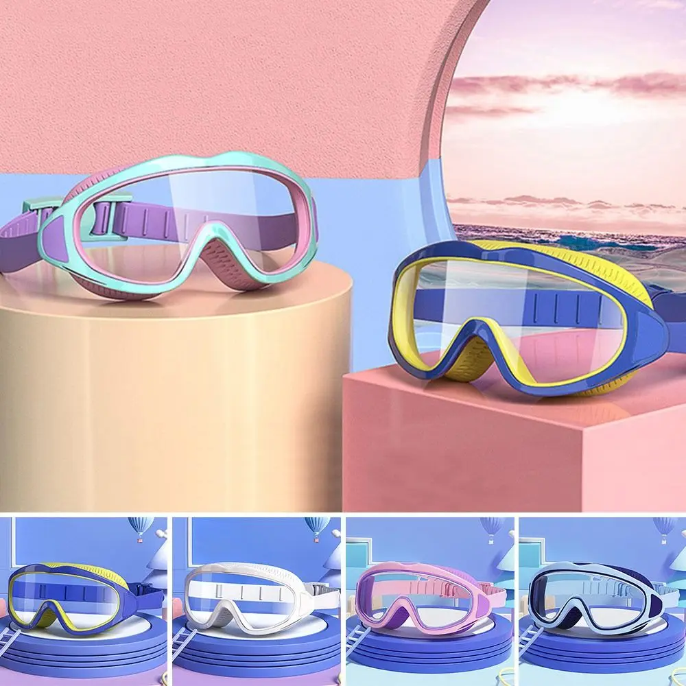 

With Earplugs Kids Swimming Goggles Water Sports Anti-Fog Waterproof Eyeglasses Silicone Adjustable Swimming Eyewear Children
