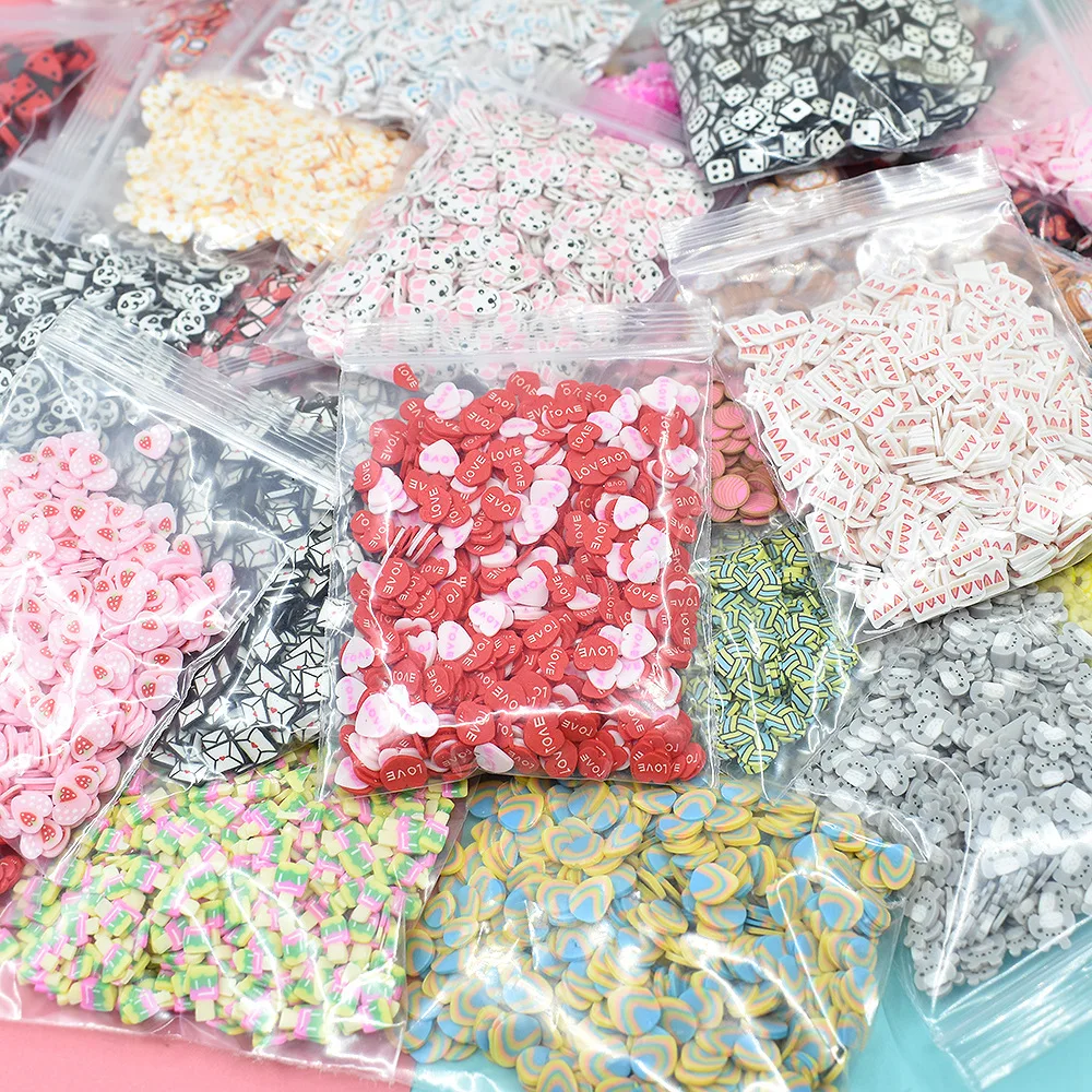 

10g/Bag Cartoon Soft Pottery Slices Slime Crystal Clay Pinch Filler Nail Art Patches for Diy Jewelry Making Accessories
