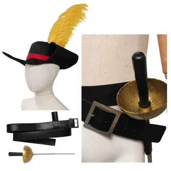 Costume da Gatto con Stivali, Cintura, Spada, Cappello con Piume per Adulti, Accessori per Carnevale e Halloween RK5P47