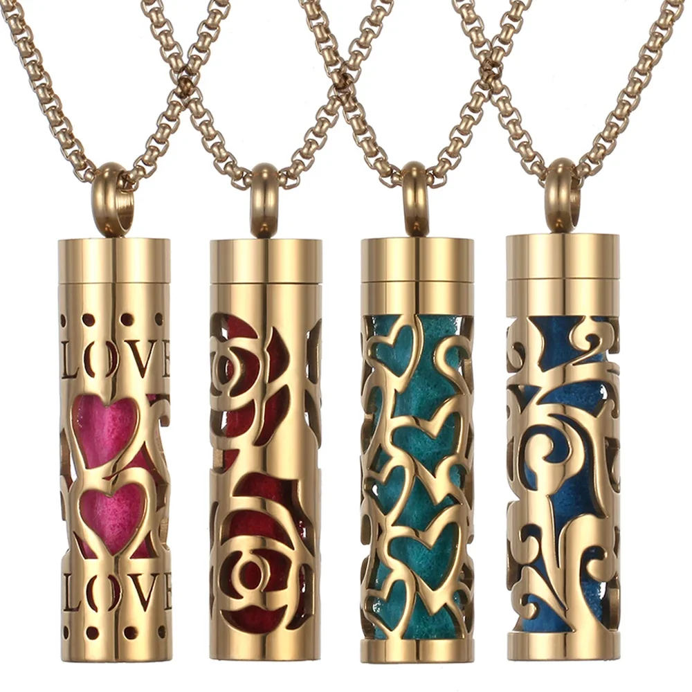 Golden Refillable Perfume Pendant Necklace product image