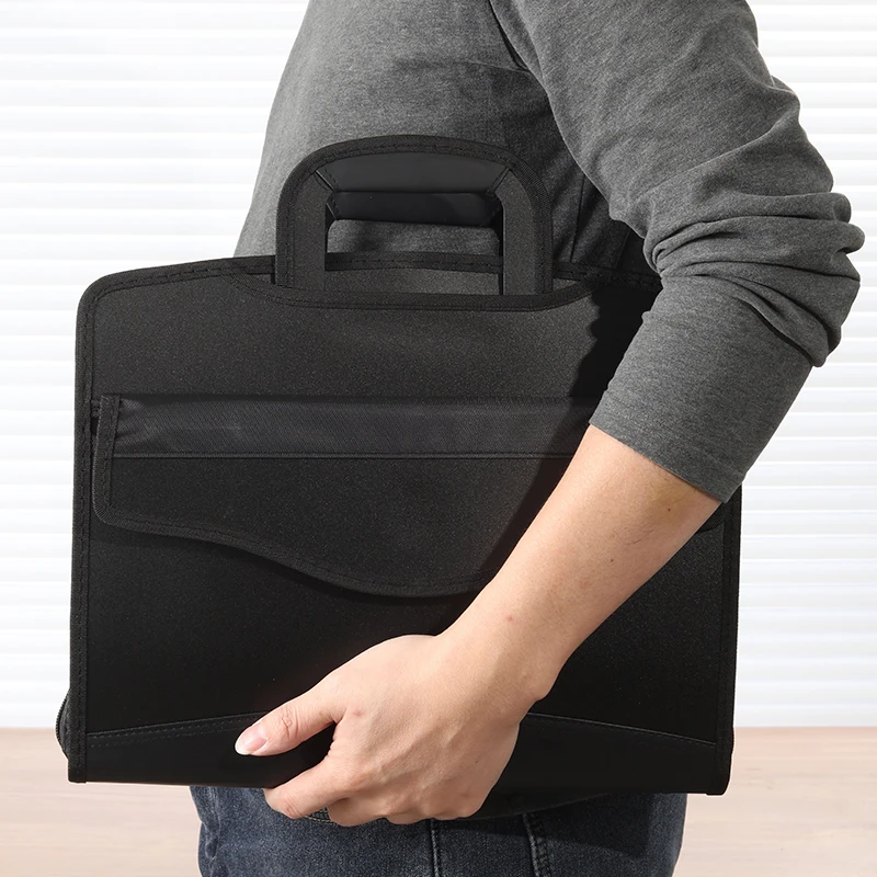 Top Grade Portable Briefcase A4 Zipper Waterproof Multi-layer Office Meeting Fashion Computer Bag laptop case