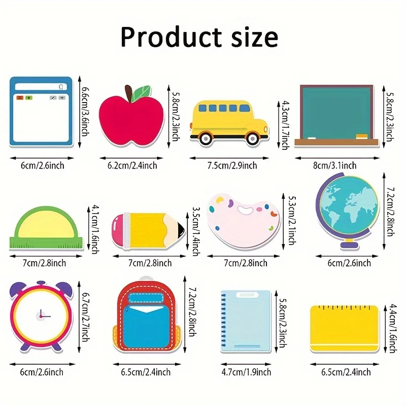 12 PCS Teacher Sticky Notes Cute Sticky Notes Back to School Sticky Notes Pencil Ruler Blackboard Apple Shaped Self Sticky Cart 2