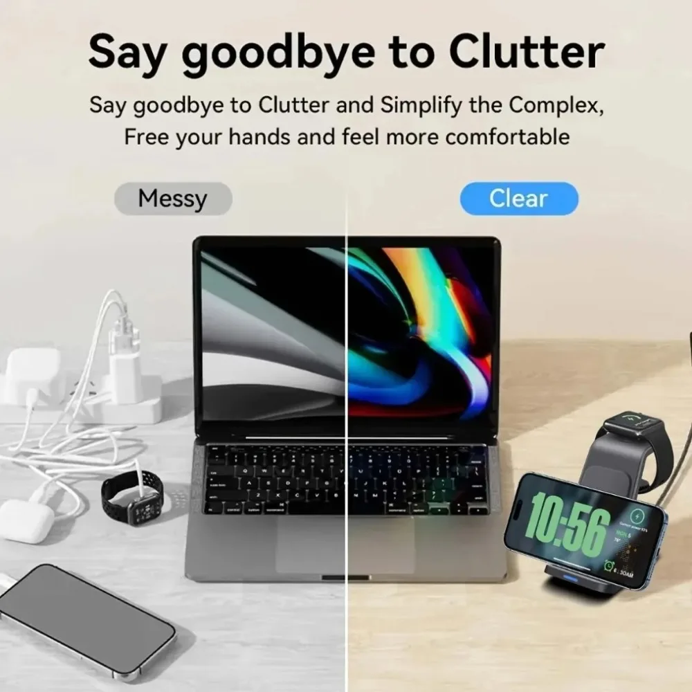 100W Quick Wireless Charger Phone Charging Station For iPhone 16/16 Pro/16 Pro Max 16-12 & Apple Watch 10-2 & AirPods Pro