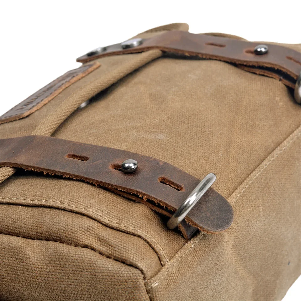 Canvas Backpack With Leather Straps Detachable Motorcycle Bag
