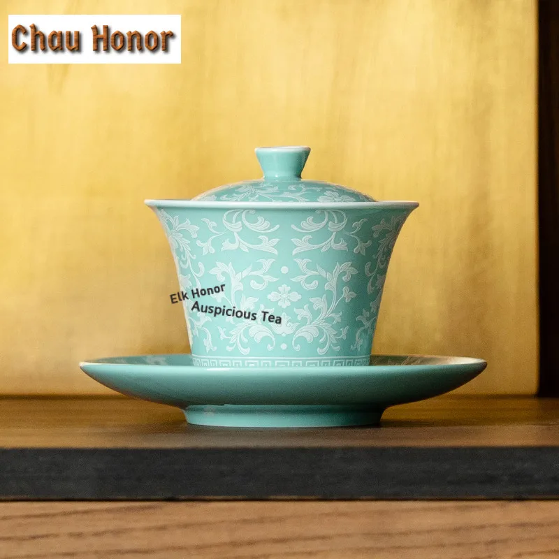 150ml Dunhuang Lotus Gaiwan Vintage Tea Tureen Household Tea Bowl with Lid Kit Tea Maker Cover Bowl Kung Fu Tea Set Ornaments