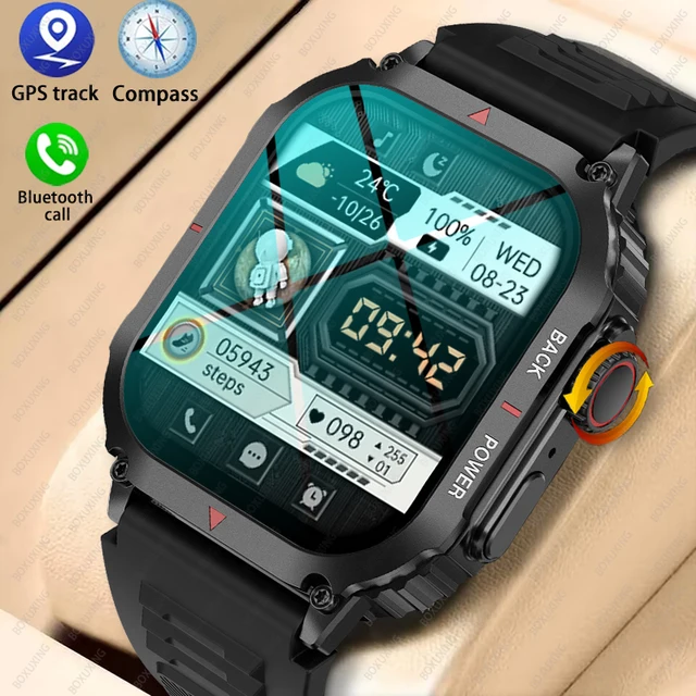 남성용 야외 군사 GPS 스마트 워치, IP68 방수 스포츠 피트니스 시계, NFC 혈당 1.95 인치 블루투스 통화 스마트워치, 신제품