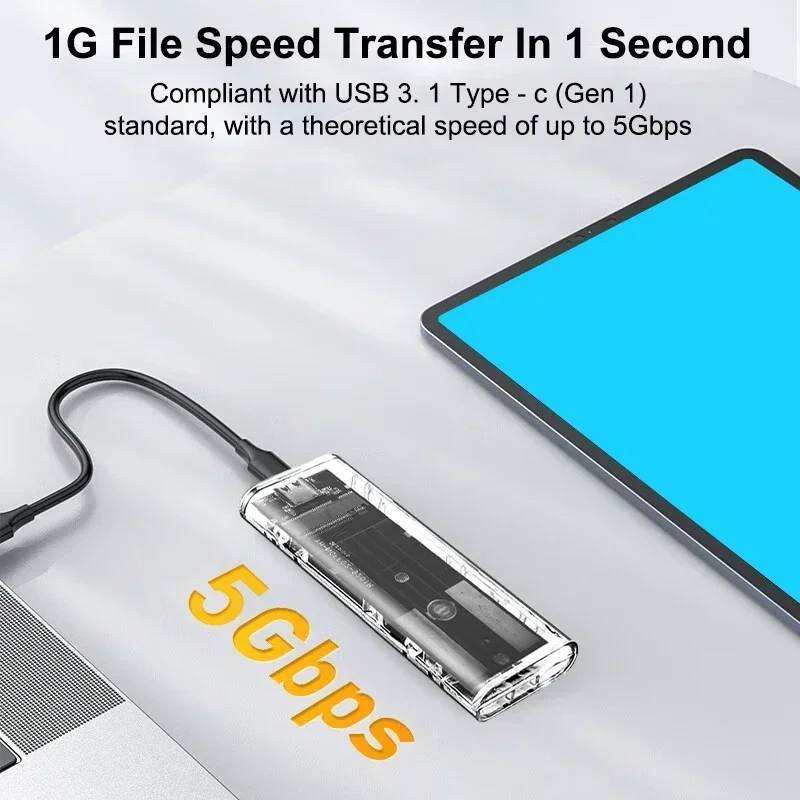 M.2 SATA SSD Enclosure USB 3.1 Gen 1(5Gbps) Type-C External Adapter for M2 SATA NGFF 2242/2260/2280 B Key/B+M Key