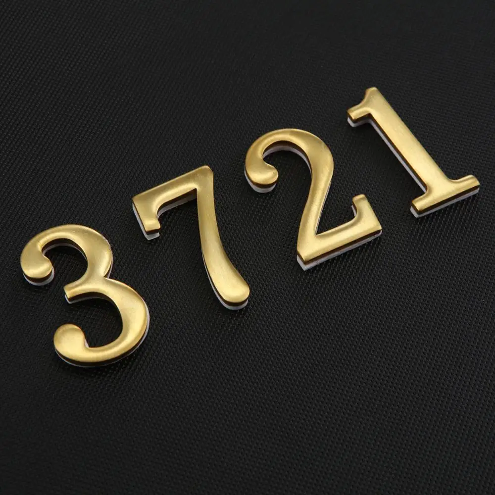 Solid Brass Letters Self-adhesive Gold Wall Stick English Letter Outdoor  House Address Signs Door Numbers