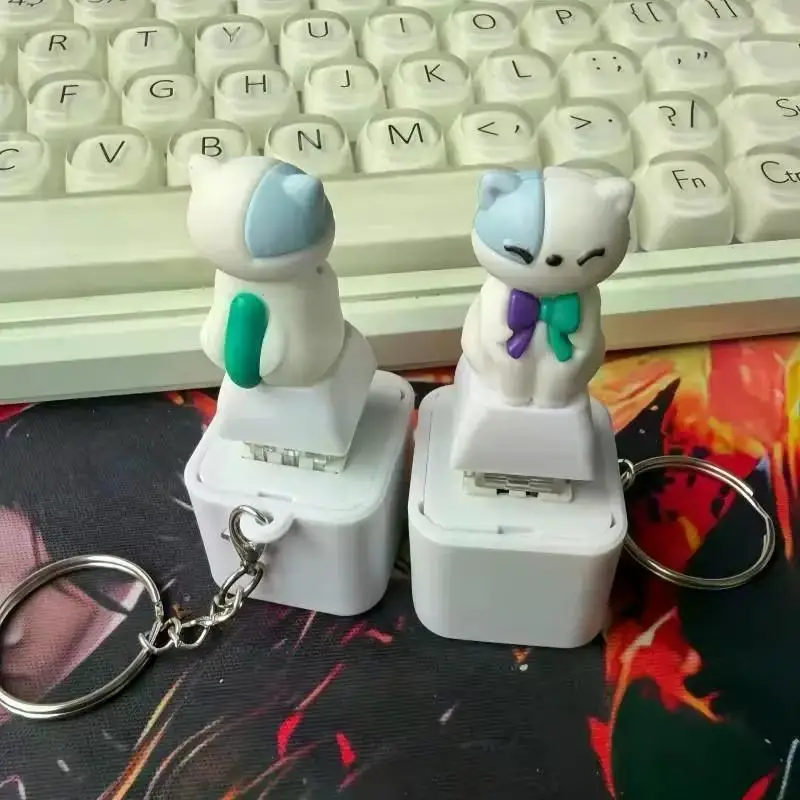 1Pcs Kitten Sheep Keycap Keychain Luminous Sounding Stress Relief Creative Fidget Toy Portable Electronic Pendant For Adult