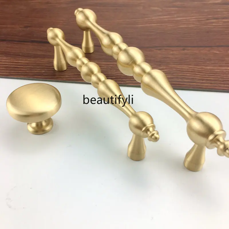 

cqy Minimalist Pure Brass Cabinet Door Handle European and American Style Drawer Clothes Kitchen Cabinet Door Handle Hardware