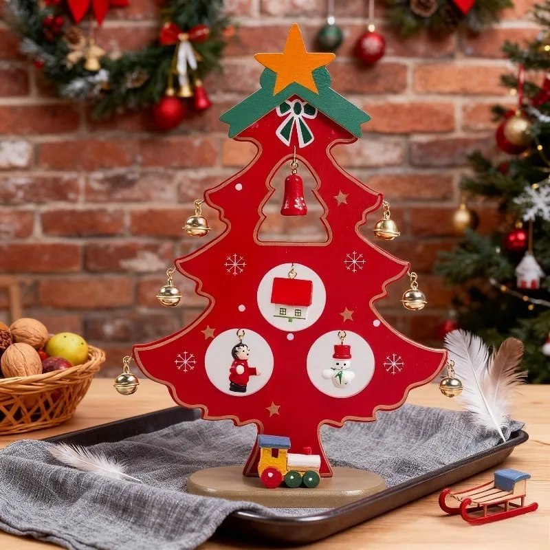 Creative Christmas Wooden Desktop Ornaments, Christmas Home Decorations, Painted Christmas Tree Decorations, Christmas Gifts