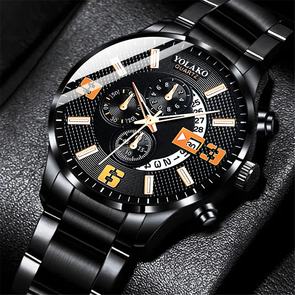 reloj hombre Mens Fashion Business Watches Men Sports Stainless Steel Quartz Watch Man Calendar Date Clock relogio masculino Quartz Watches discount