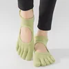 Ladies Breathable Yoga Socks with Grips Non-Slip Five Finger Pilates Socks for Women Backless Ballet Dance Fitness Toe Socks 3