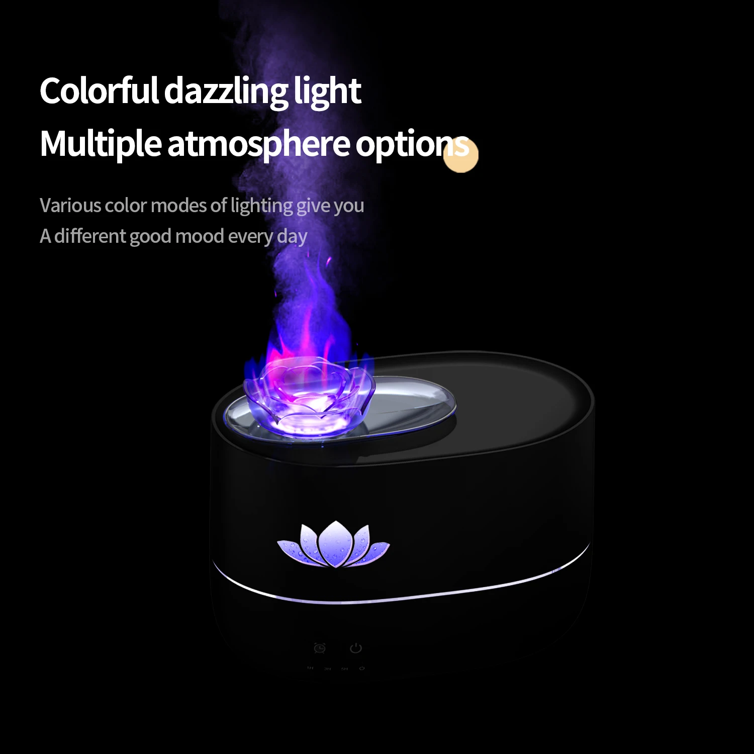 연꽃 공기 가습기 USB 아로마 디퓨저, LED 램프 포함, 가정용 미니 아로마 테라피 에센셜 오일 디퓨저, 350ML