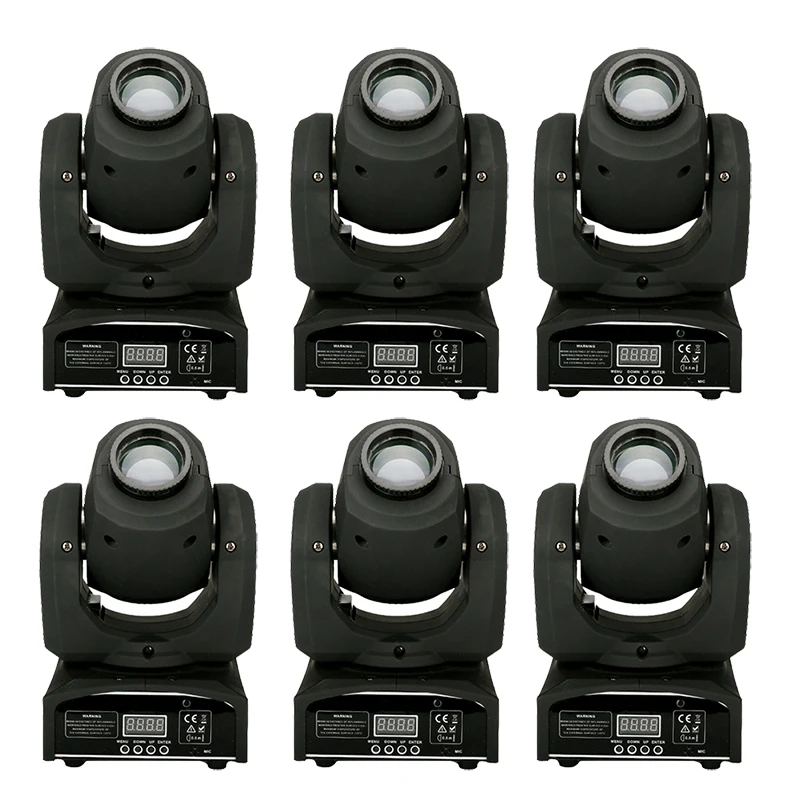 6 Pezzi Mini Proiettore Di Illuminazione Per Palcoscenici 30W Led Gobo Moving Head Light Dmx512 Dj Spot Lights Per Luci Per Feste Di Musica Da Discote