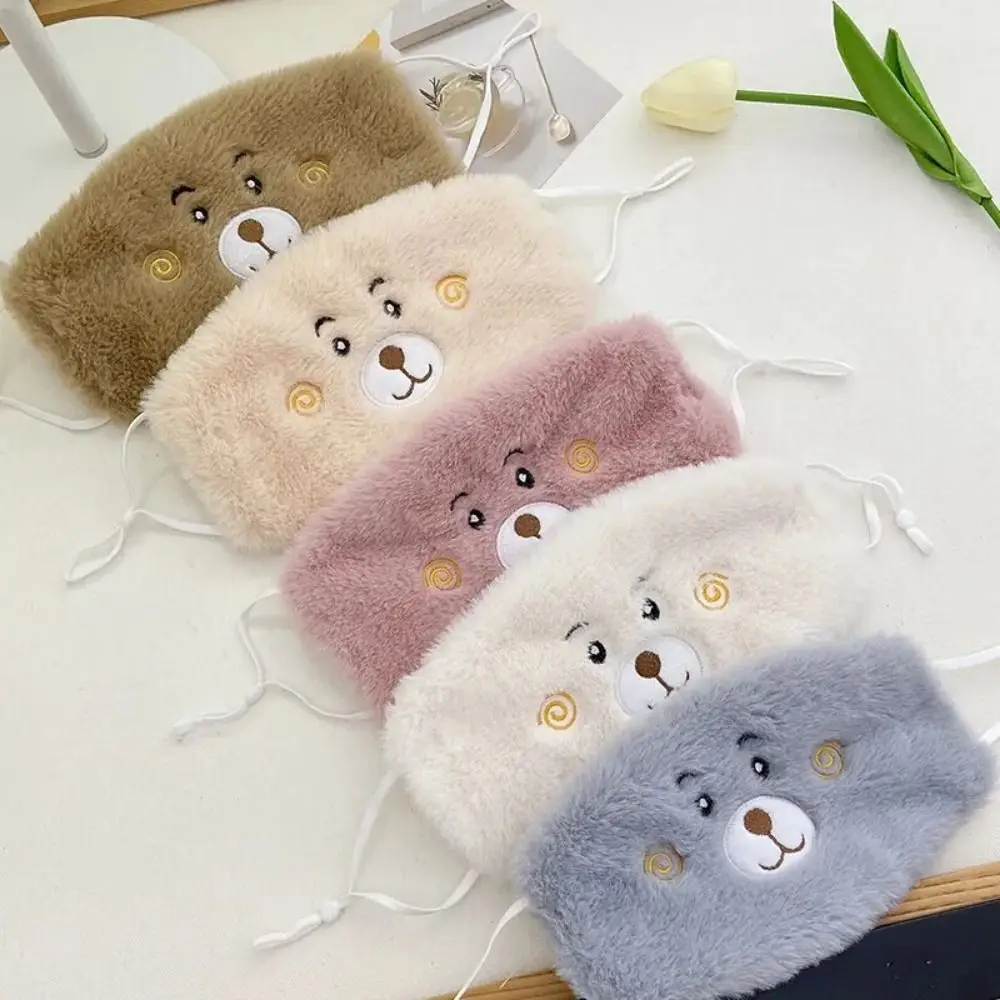 New Autumn Winter Little Bear Mask Outdoor Cold Proof Embroidery Face Mask Thicken Keep Warm Windproof