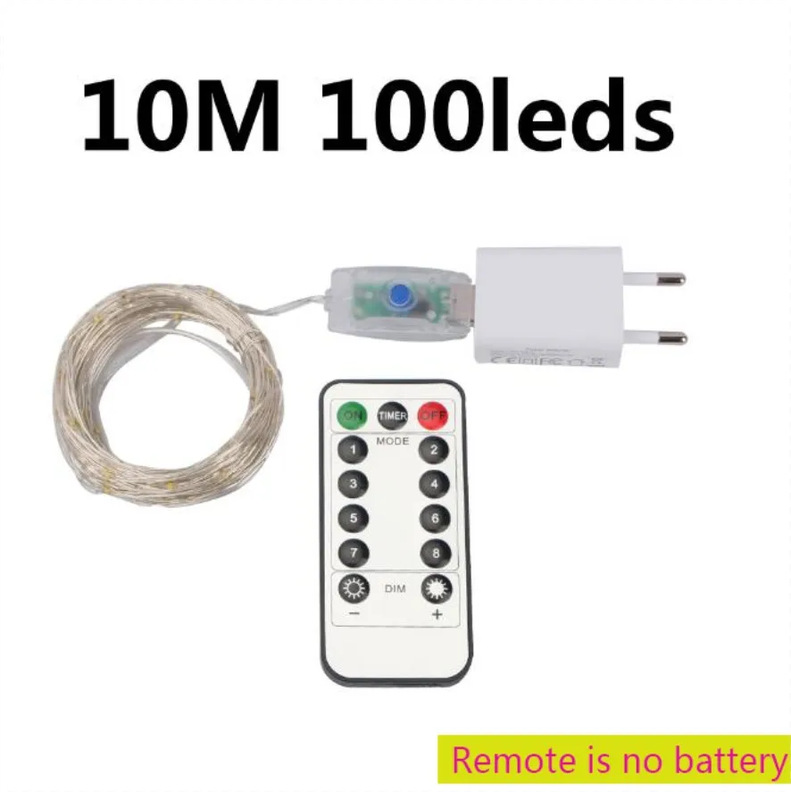 thumbnail image 1 of 100M LED String Lights Silver Wire Fairy Lights Garland For Outdoor Street New Year Christmas Tree Terrace Party Decoration, 1 of 5