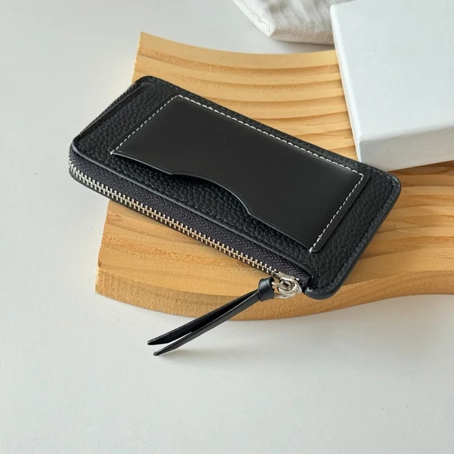 Luxury Brand Wallets Handmade Unisex Bag Lychee-Grained Cowhide Business Card ID Holder Puzzle Clip Coin Purse Holiday Gift 2