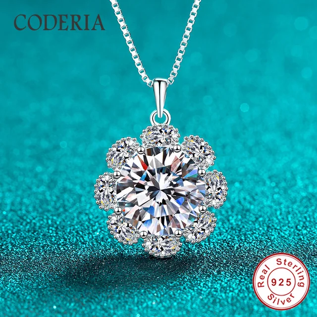 Sunflower Pendant Chain Moissanite Necklace 10 carat