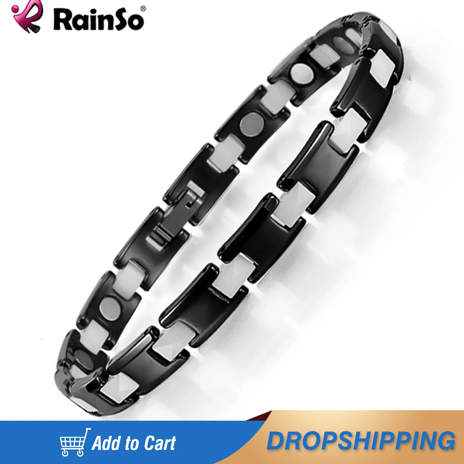 

RainSo Wholesale Magnetic Black Ceramic Bracelets for Women Hot Sale Fashion Healing Hologram Jewelry Dropshipping