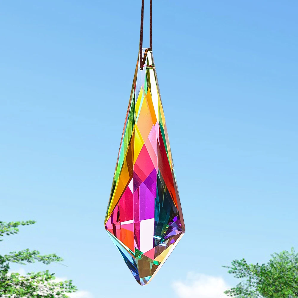 

120mm Rainbow Crystal Suncatcher for For Windows Garden Hanging Decor Glass Prism Sunshine Catcher Chandelier Crystal Pendant