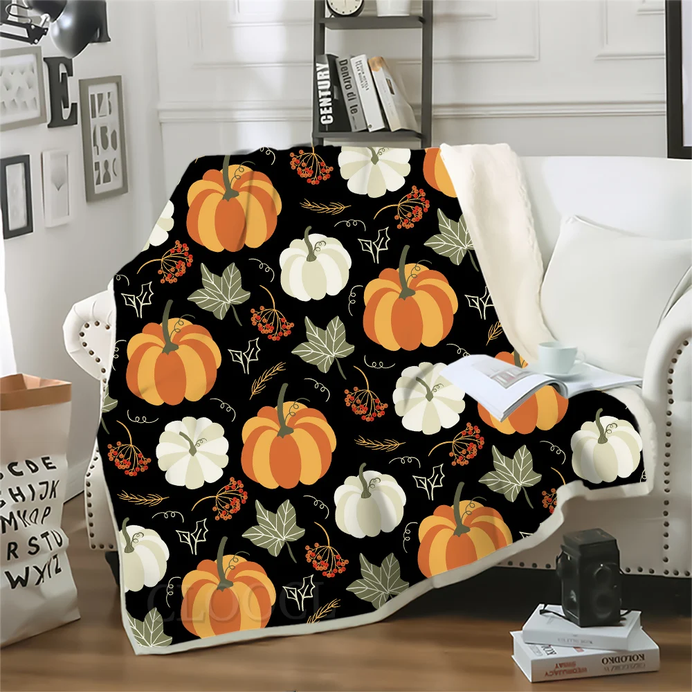 

HX Halloween Blanket Cute Pumpkin Leaves 3D Printed Blankets for Bed Throw Quilts Halloween Gifts 5 Size Dropshipping